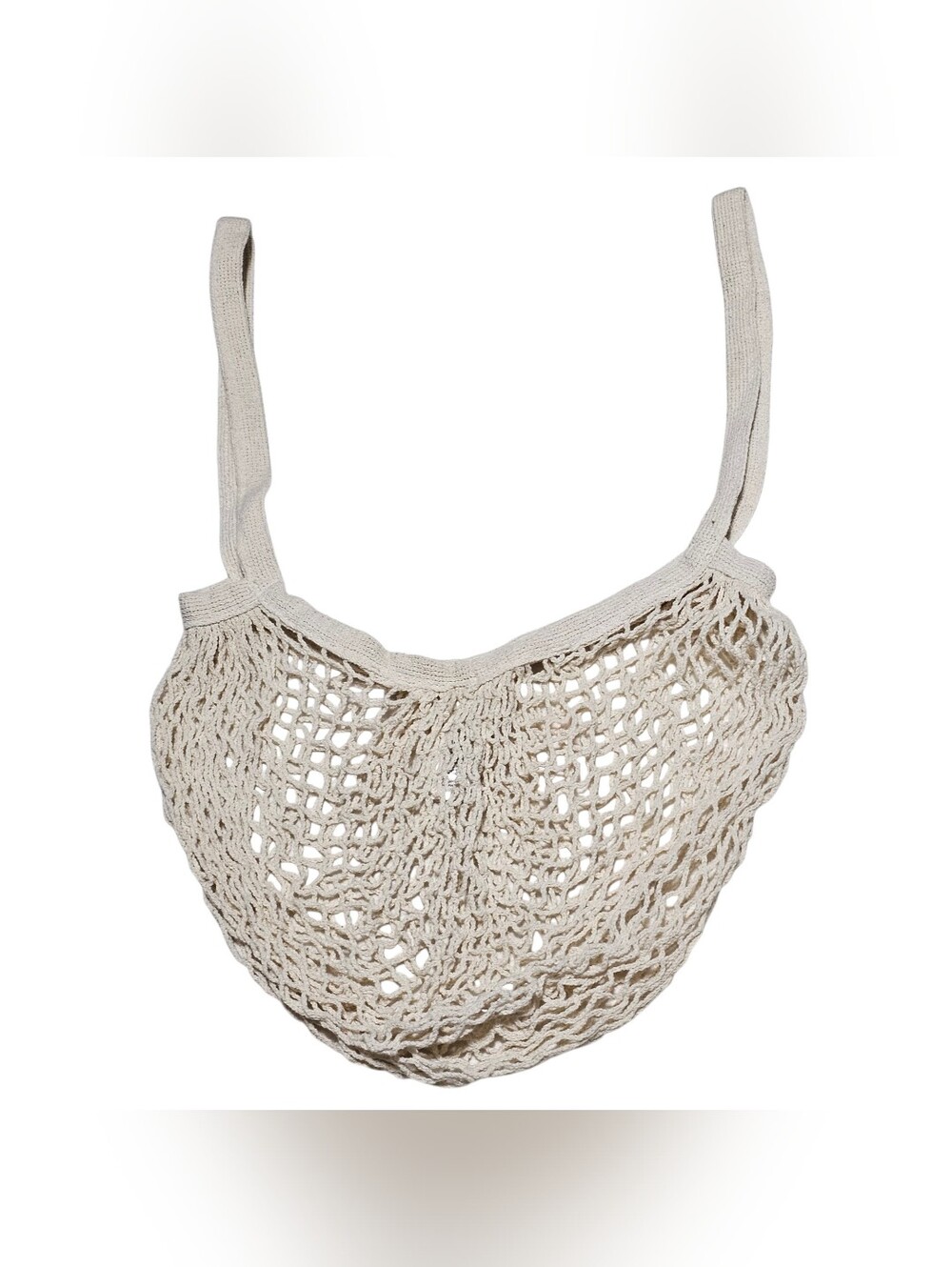 H&M Cream Cotton Mesh Net Tote Bag Ecofriendly Shopping Beach Market Knit Purse View 3